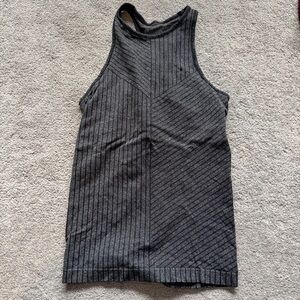 Gray Sleeveless Ribbed Top